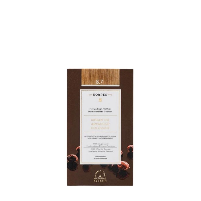 Korres Argan Oil Advanced Colorant Hair Dye 8.7 Καραμέλα