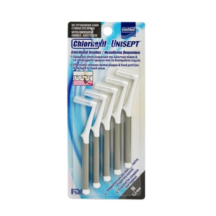Chlorhexil Interdental Brushes M 1.2mm Gray, 5pcs
