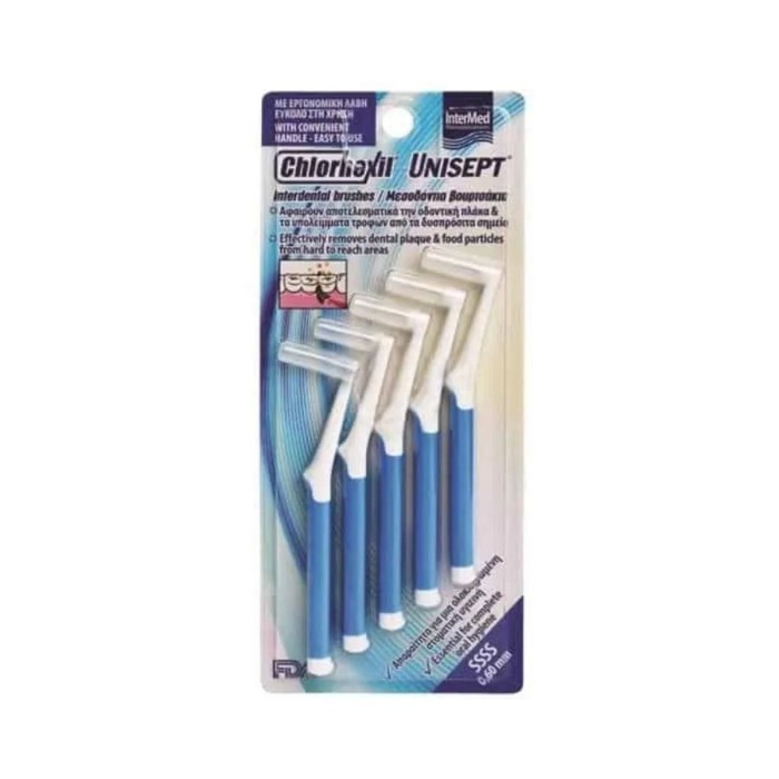 Chlorhexil Interdental Brushes SSSS 0.6mm Blue, 5pcs