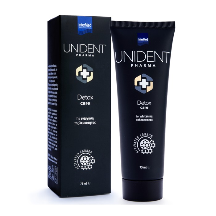 Unident Pharma Detox - Οδοντόκρεμα με Ενεργό Άνθρακα για Λεύκανση, 75ml
