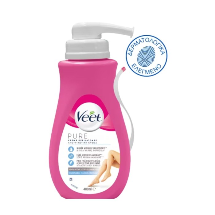Veet® Pure Κρέμα Αποτρίχωσης για Ευαίσθητες Επιδερμίδες, 400ml