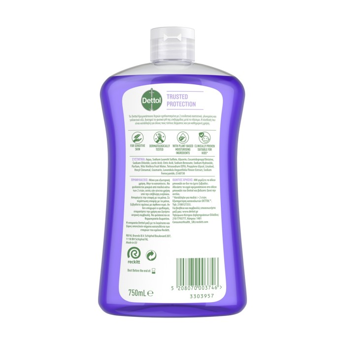 Dettol Lavender & White Musk - Antibacterial Liquid Hand Wash Refill, 500ml.