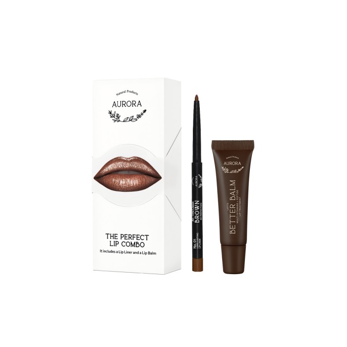 Aurora Natural Products The Perfect Lip Combo Latte (All Time Classic Brown 0,3gr + Better Balm Latte 10ml)