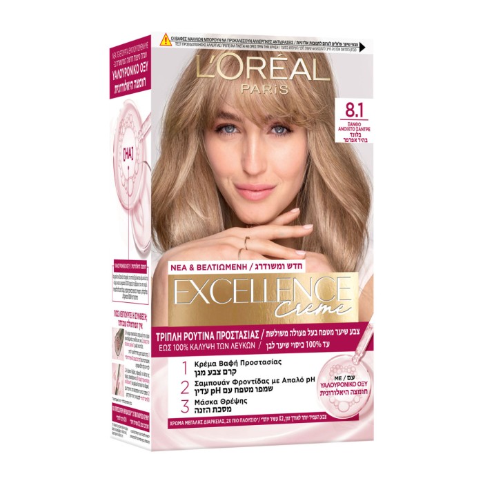 LOreal Paris Excellence Creme No 8.1 Ash Light Blond, 48ml