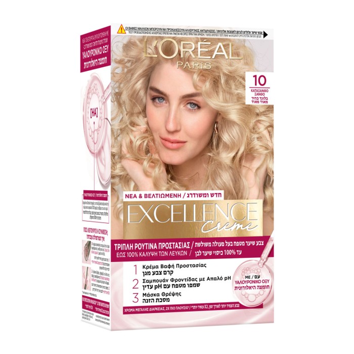 LOreal Paris Excellence Creme - Μόνιμη Βαφή Μαλλιών 10 Κατάξανθο Ξανθό, 48ml
