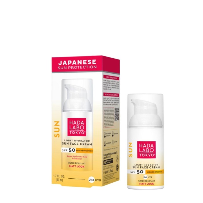 Hada Labo Waterproof & Hydrating Sunscreen Face Cream SPF 50 with Super Hyaluronic Acid & Panthenol 50ml
