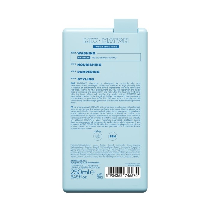 HAIRMATE HYDRATE - Σαμπουάν για Ξηρά, Αφυδατωμένα και Ταλαιπωρημένα Μαλλιά με Τάση για Φριζάρισμα, 250ml