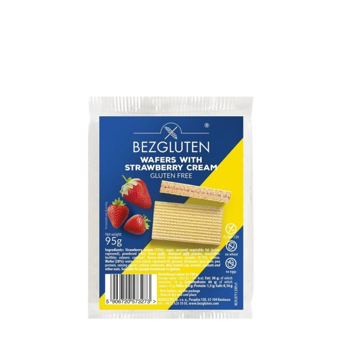 Bezgluten Strawberry-Filled Wafers 95g