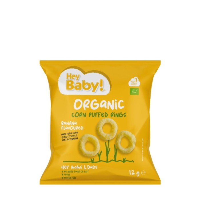 Hey Baby! Organic Corn Puffs Banana Flavoured 12gr