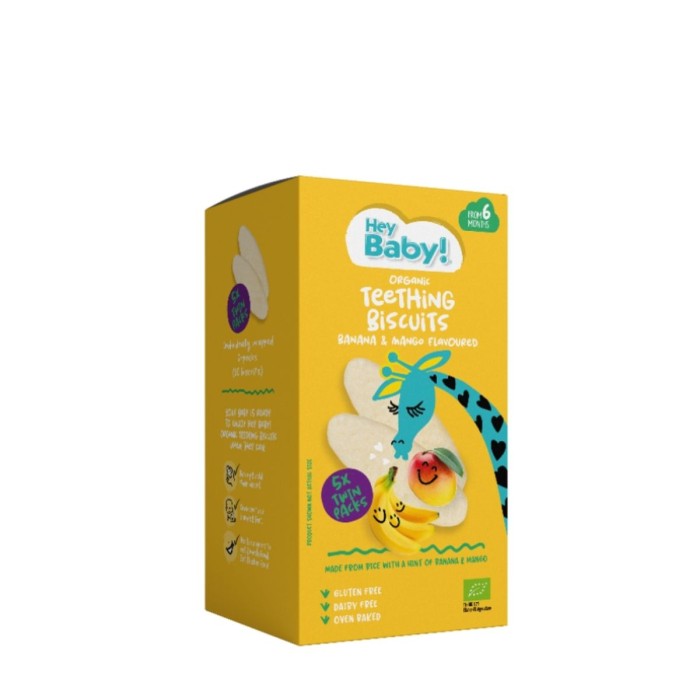 Hey Baby! Organic Teething Biscuits Banana & Mango Flavoured 20gr