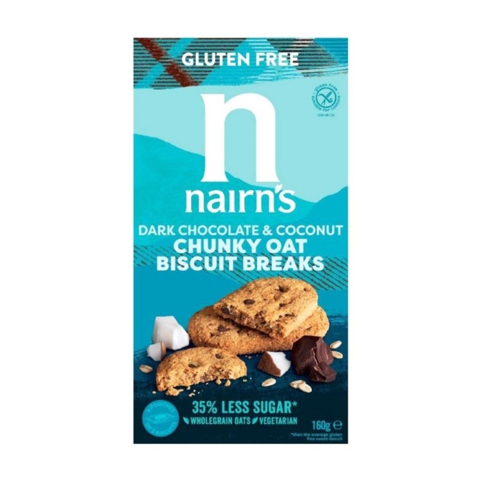 NAIRNS Gluten-Free Oat Biscuits with Dark Chocolate & Coconut, 160g