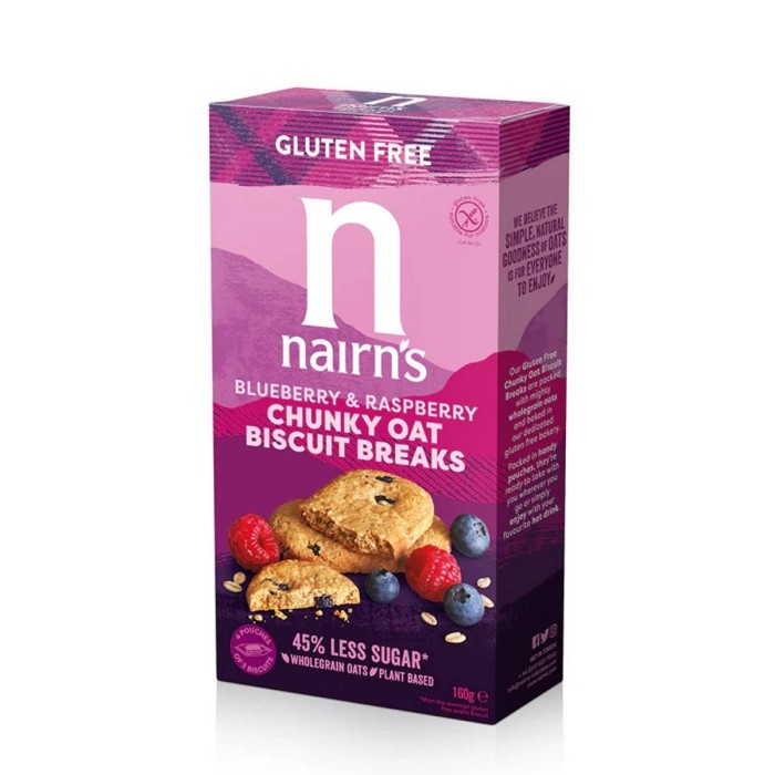 NAIRNS Gluten-Free Oat Biscuits with Blueberry & Raspberry, 160g