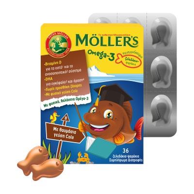 Moller’s Omega-3 Ζελεδάκια Ψαράκια Cola 36 Ζελεδάκια