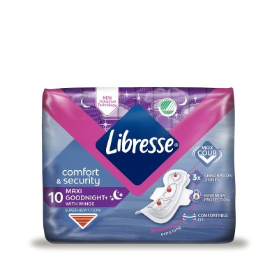 Libresse Goodnight Maxi Night Pad with Wings, 10pcs