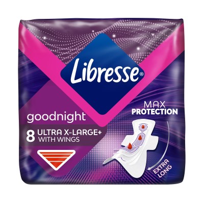 Libresse Ultra Night Extra Wing Sanitary Pads, 8pcs