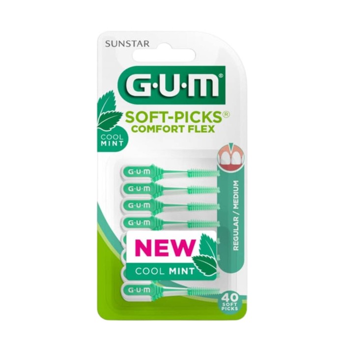 Gum 670 Soft Picks Comfort Flex Cool Mint Medium Interdental Brushes 40pcs