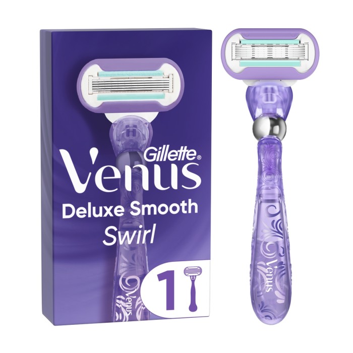Gillette - Venus Deluxe Smooth Swirl Handle & Razor Blade Refill, 1set