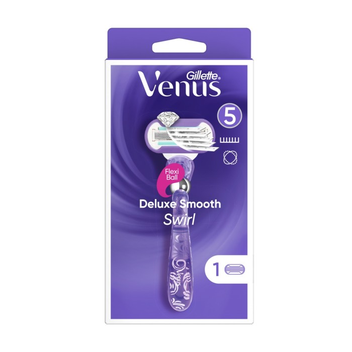 Gillette - Venus Deluxe Smooth Swirl Handle & Razor Blade Refill, 1set