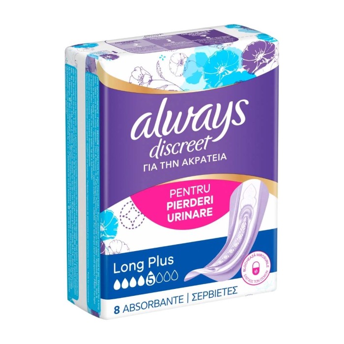 Always Discreet Plus Long - Incontinence Pads, 8pcs