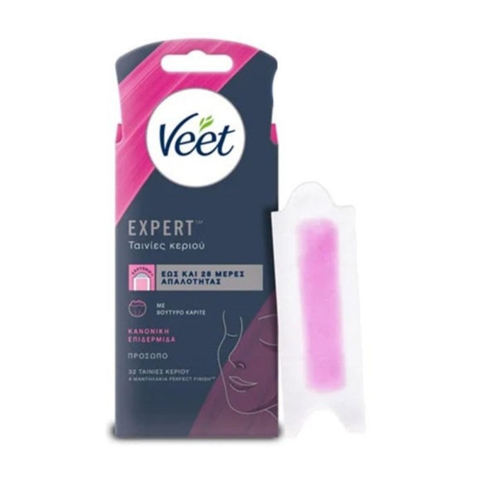 Veet® Expert Ταινίες Αποτρίχωσης Προσώπου με Κρύο Κερί, για Κανονικές Επιδερμίδες, 32τμχ