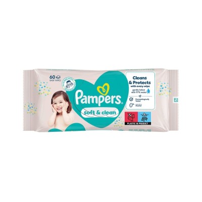 Pampers Soft & Clean Μωρομάντηλα 60τμχ