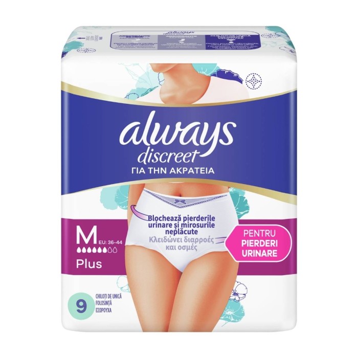Always Discreet Plus M - Incontinence  Underwear Pants, 9pcs