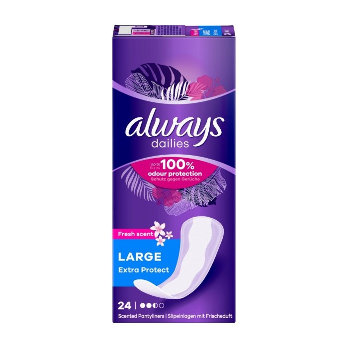 Always Dailies Extra Protect Large - Pantyliners With Fresh Scent, 24pcs