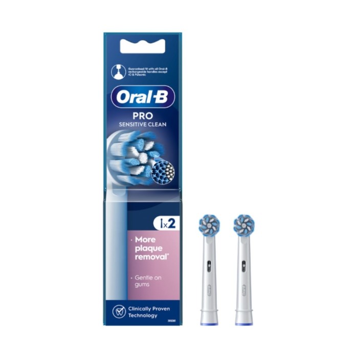 Oral-B Pro Sensitive Clean Ανταλλακτικές Κεφαλές με Λεπτές Ίνες για Ευαίσθητα Ούλα, 2τμχ