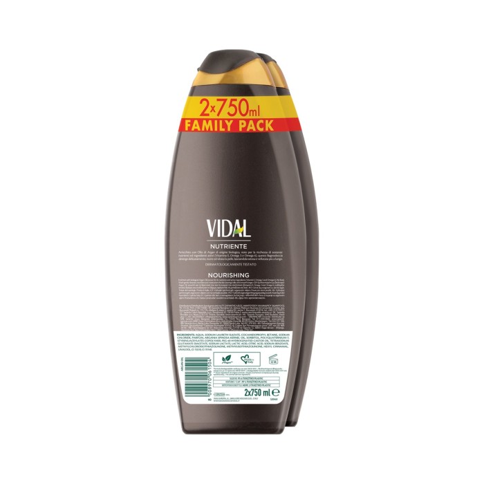 Vidal Αφρόλουτρο με Argan Oil, Οικογενειακή Συσκευασία 2X750ml