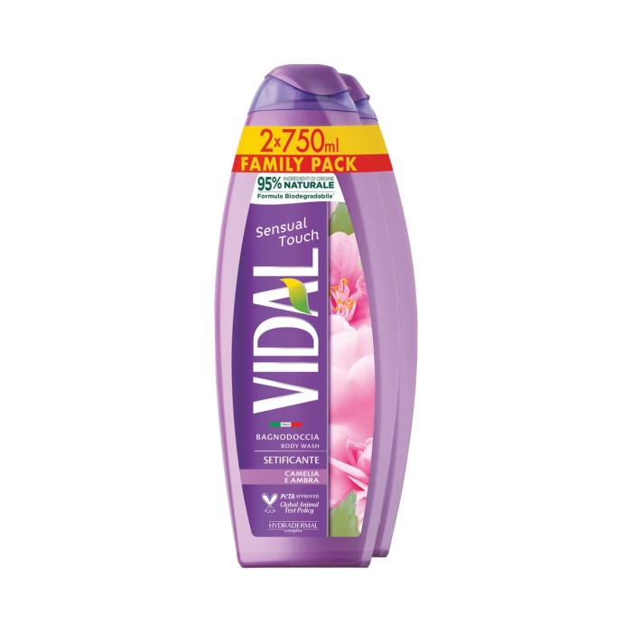 Vidal Αφρόλουτρο Sensual Touch, Οικογενειακή Συσκευασία 2x750ml