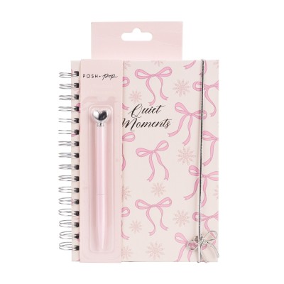 Tricoastal Notebook Spiral Pink Bows With Pen And Rhinestone Lid