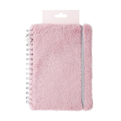 Tricoastal Notebook Spiral Furry Pink Bows and Snowflake Charm