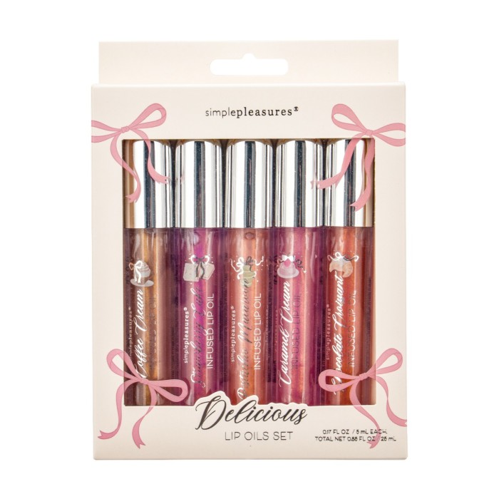 Tricoastal Set of 5 Pcs Lip Oils Pink Bows
