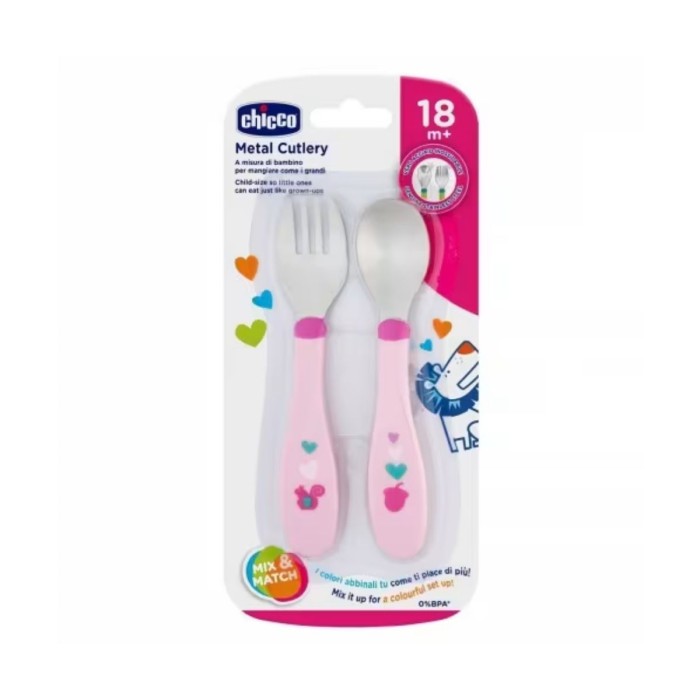 Chicco Fork & Spoon 18m+ Pink 2pcs