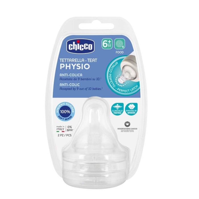 Chicco Physio Θηλή Σιλικόνης Ροής Φαγητού 6m+ 2τμχ