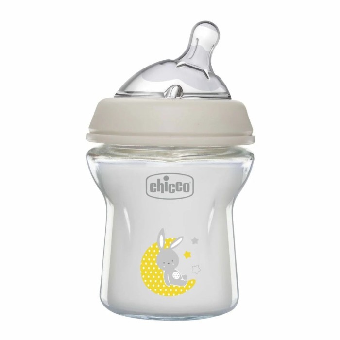 Chicco Natural Feeling Γυάλινο Μπιμπερό με Θηλή Σιλικόνης 0m+ 150ml
