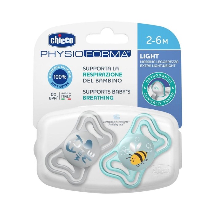 Chicco Physio Forma Light Πιπίλα Σιλικόνης Σιελ 2-6m 2τμχ