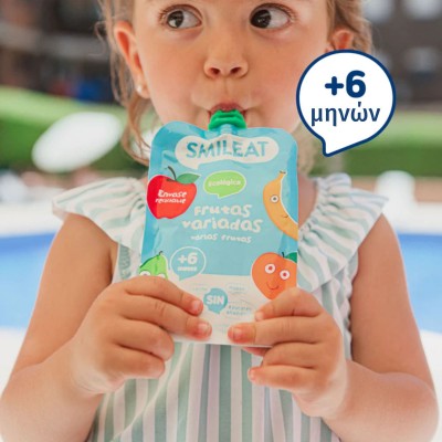 Smileat, Πουρές Φρούτων σε Pouch Βιολογικής Προέλευσης, Μιξ Φρούτων, Χωρίς Γλουτένη, 100γρ