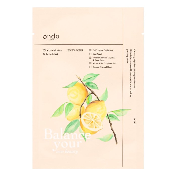 Ondo Beauty 36.5 Charcoal & Yuja Bubble Μάσκα Προσώπου 25ml