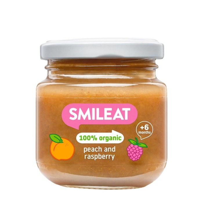 Organic Peach and Raspberry Jar 130 gr