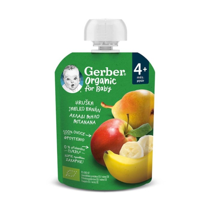 Gerber Organic Fruit Purees Pear - Apple - Banana 90g