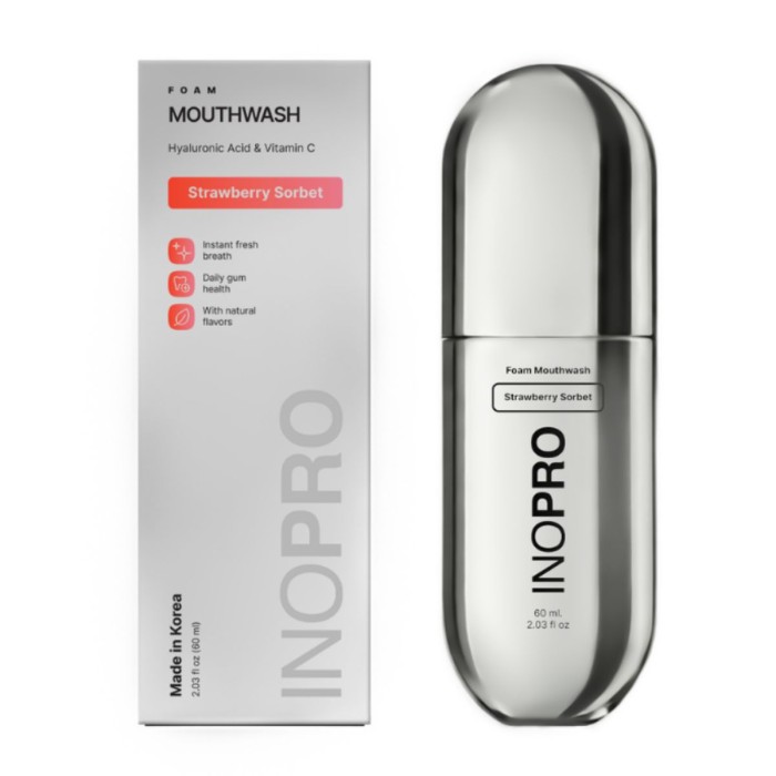 Inopro Foam Mouthwash Strawberry Sorbet With Hyaluronic Acid & Vitamin C 60ml