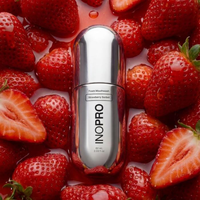 Inopro Foam Mouthwash Strawberry Sorbet With Hyaluronic Acid & Vitamin C 60ml