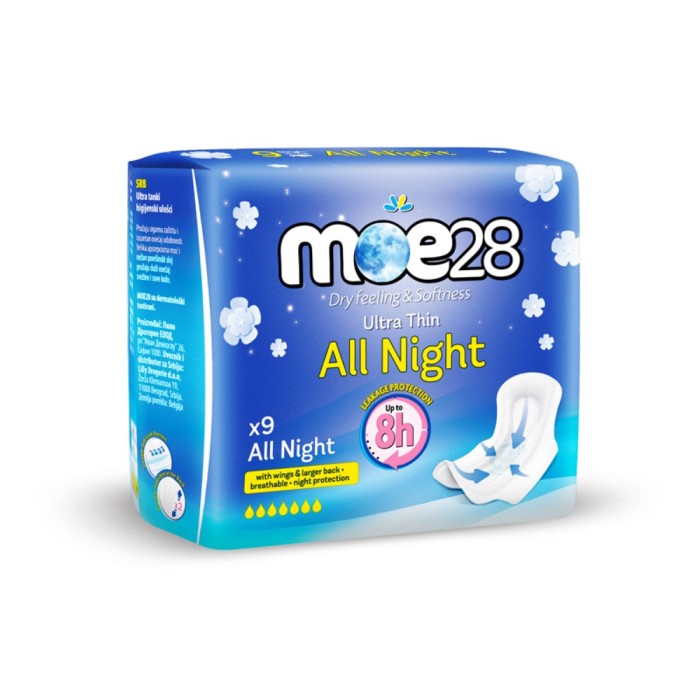 Moe28 Night Σερβιέτες Υγείας 9τμχ