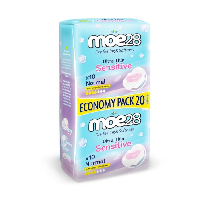 Moe28 Ultra Thin Sensitive Duo Σερβιέτες Υγείας 20τμχ
