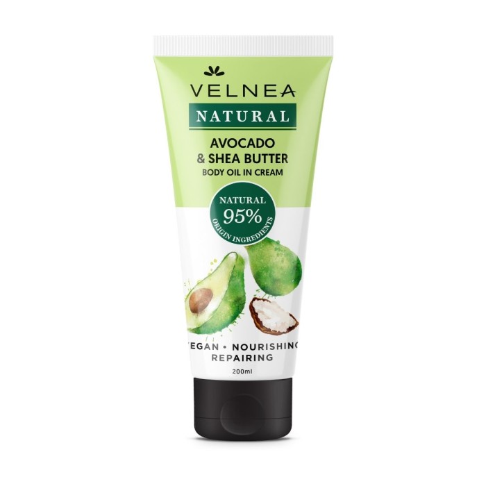Velnea Natural Avocado & Shea Butter - Αρωματική Κρέμα Σώματος, 200 ml