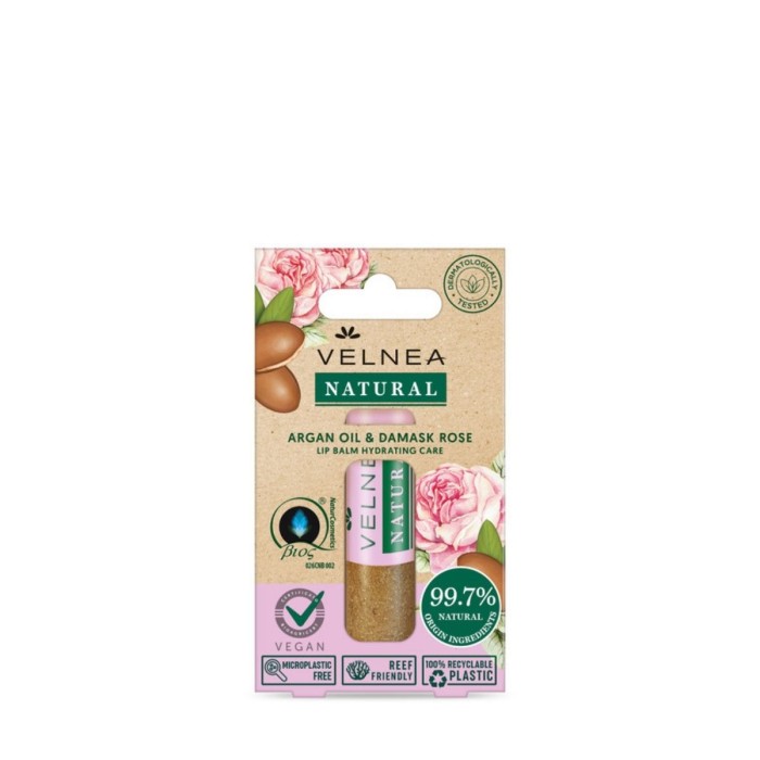 Velnea Natural Argan Oil & Damask Rose Βάλσαμο Χειλιών 5.5ml