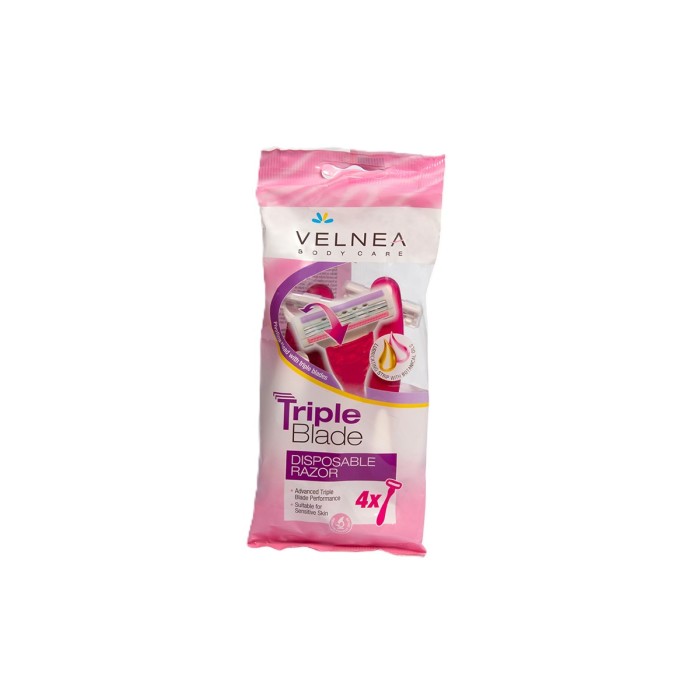 Velnea Triple Blade Disposable Razors Pink 4pcs