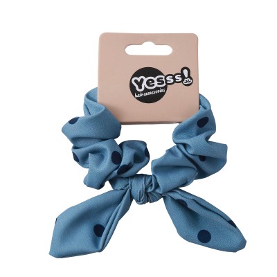 Yesss! Headband Scrunchie Blue Dots 1Pc