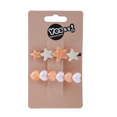 Yesss! Hairclips Stars And Hearts 2pcs